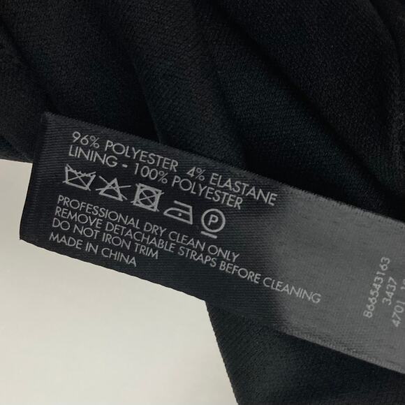 NWOT BEN DE LISI Dress UK8/US4 Black One-Shoulder Jeweled-Ring Pleated Faux-Wrap - Picture 8 of 10